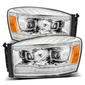 AlphaRex Chrome Housing, Clear Lens PRO-Series Projector Headlights With Sequential Turn Signal