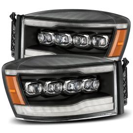 AlphaRex Black Housing, Clear Lens NOVA-Series LED Projector Headlights With Sequential Turn Signal