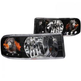 Anzo Driver and Passenger Side 1Pc Crystal Headlights With LED (Black Housing, Clear Lens)