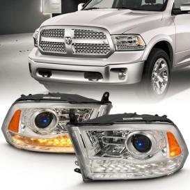 Anzo Driver and Passenger Side Plank Style Switchback Projector Headlights With Halo (Chrome Housing, Clear Lens)
