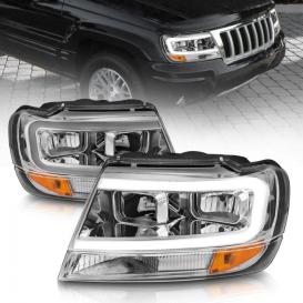Anzo Driver and Passenger Side Crystal Headlights With Light Bar (Chrome Housing, Clear Lens)