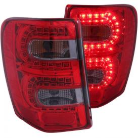 Anzo Driver and Passenger Side LED Tail Lights With Red Reflector (Chrome Housing, Red/Smoke Lens)