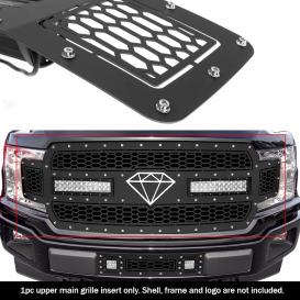 APS 1-Pc Black Powder Coated Laser Cut Mesh with Rivet and LED Main Upper Grille