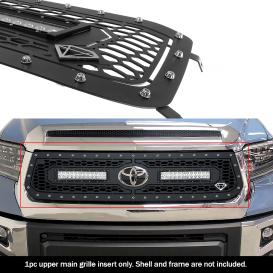 1-Pc Black Powder Coated Laser Cut Mesh with Rivet and LED Main Upper Grille