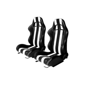 Cipher Auto CPA1026 Black and White Stripes Synthetic Leather Racing Seats