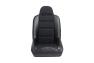 Cipher Auto CPA3003 Black Leatherette/Fabric Insert Universal Fixed Bucket Suspension Jeep Seat - Each - Cipher Auto CPA3003FBK