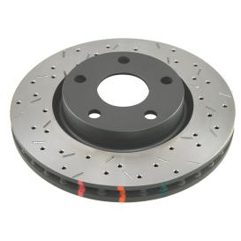 DBA 4000 Series Cross Drilled/Slotted Uni-Directional Rotor; Black Hub