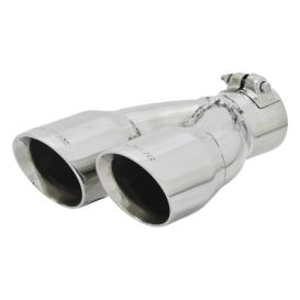Flowmaster Exhaust Tip - 3.00 in Dual Angle Cut Polished SS Fits 2.50 in. - Right -Clamp on