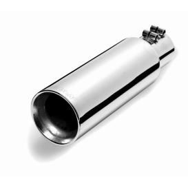 Gibson Stainless Steel Clamp-On Double Walled Angle Cut Polished Exhaust Tip (3" Inlet, 4" Outlet, 12" Length)