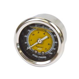 NRG Innovations 100 PSI Fuel Pressure Gauge with Carbon Fiber and Yellow Face