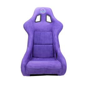 NRG Innovations Fiberglass Large Purple Alcantara Bucket Racing Seat with Pearlized Back and Phone Pockets