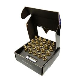 NRG Innovations M12 X 1.25 Bullet Shape Chrome Gold Steel Lug Nuts Set