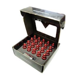 M12 X 1.5 Bullet Shape Red Steel Lug Nuts Set