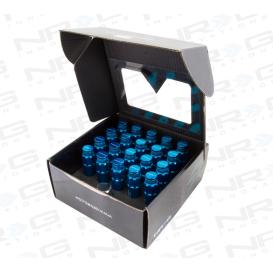 NRG Innovations M12 X 1.25 Open End Blue Steel Lug Nuts Set with Dust Cap Covers