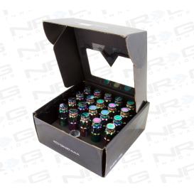 NRG Innovations M12 X 1.5 Open End Neo Chrome Steel Lug Nuts Set with Dust Cap Covers