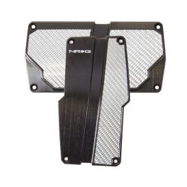 NRG Innovations Black Brushed Aluminum and Silver Carbon Fiber Automatic Sport Pedal Covers