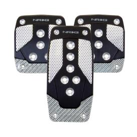 NRG Innovations Black Aluminum with Silver Carbon Fiber Manual Sport Pedal Covers