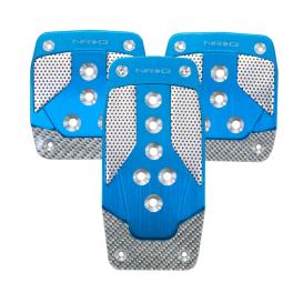 NRG Innovations Blue Aluminum with Silver Carbon Fiber Manual Sport Pedal Covers