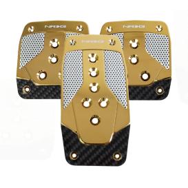 NRG Innovations Chrome Gold Aluminum with Black Carbon Fiber Manual Sport Pedal Covers