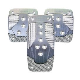 NRG Innovations Gun Metal Aluminum with Silver Carbon Fiber Manual Sport Pedal Covers