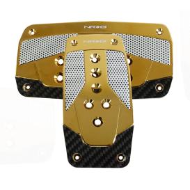 NRG Innovations Chrome Gold Aluminum with Black Carbon Fiber Automatic Sport Pedal Covers