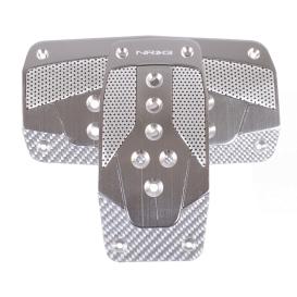 NRG Innovations Gun Metal Aluminum with Silver Carbon Fiber Automatic Sport Pedal Covers