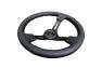 NRG Innovations 350mm Reinforced Black Leather Steering Wheel with Matte Black Slitted Spokes and Black Stitching - NRG Innovations RST-018R