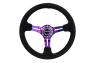 NRG Innovations 350mm Reinforced Black Suede Steering Wheel with Neo Chrome Slitted Spokes and Black Stitching - NRG Innovations RST-018S-MCBS