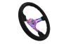 NRG Innovations 350mm Reinforced Black Suede Steering Wheel with Neo Chrome Slitted Spokes and Black Stitching - NRG Innovations RST-018S-MCBS