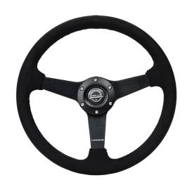 NRG Innovations 350mm Black Alcantara Sport Steering Wheel with Matte Black Spokes