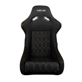 NRG Innovations FRP Bucket Seat Replacement Cushions in Black Fabric with Hexagonal Multi-Color Stitching