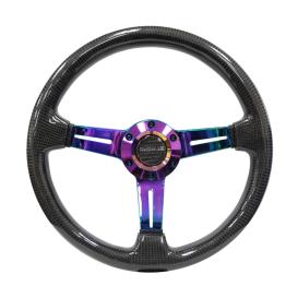 NRG Innovations 350mm Carbon Fiber Steering Wheel with Neo Chrome Slitted Spokes