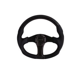 Oval Shape Wet Carbon Fiber and Leather Steering Wheel with Carbon Fiber Spokes