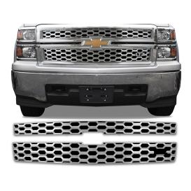 2-Pc Chrome Plated ABS Plastic Grill Overlay Insert