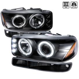 Spec-D Tuning Driver and Passenger Side Projector Headlights with Bumper Lights (Black Housing, Clear Lens)