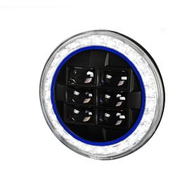 Spec-D Tuning Black 7" Round Halo Projector LED Headlights (Blue Rings)
