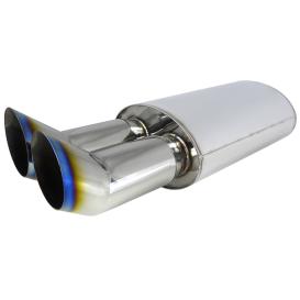 Spec-D Tuning DTM Style Stainless Steel Muffler with 3" Burnt Dual Tips