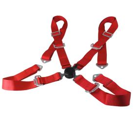 Spec-D Tuning 4-Point Cam-Lock Racing Seat Belt (Harness) - Red