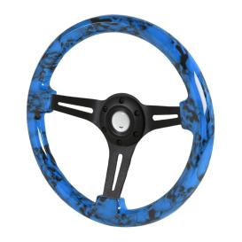 Spec-D Tuning 350mm Steering Wheel - Black / Blue Skeleton