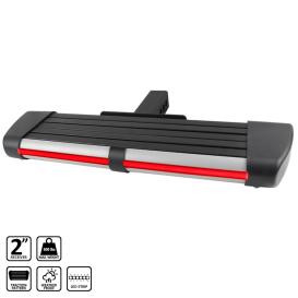 24" Black / Silver Hitch Running Board with Red LED Light