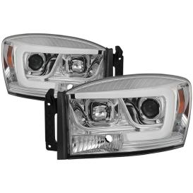 Spyder LED DRL Bar Chrome Projector Headlights
