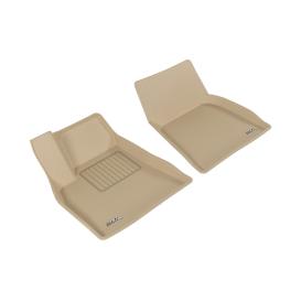 2012-2014 Tesla S 3D MAXpider 1st Row Kagu Tan Floor Liners