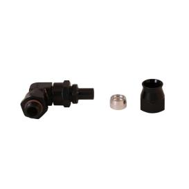   Aeromotive PTFE Hose End - AN-06 to AN-08 Hose - 90 Deg - Black Anodized
