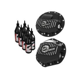 aFe Pro Series Front & Rear Differential Covers Black w/ Machined Fins & Gear Oil