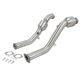 aFe Twisted Steel 3" 304 Stainless Steel Street Series Front Downpipe w/ Cats