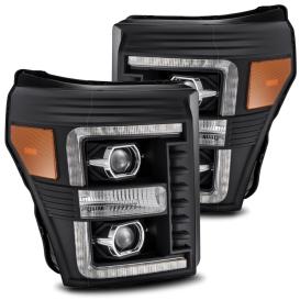 AlphaRex Black Housing, Clear Lens PRO-Series Projector Headlights With Sequential Turn Signal