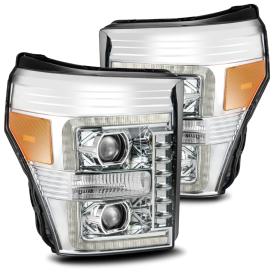 AlphaRex Chrome Housing, Clear Lens LUXX-Series LED Projector Headlights With Sequential Turn Signal