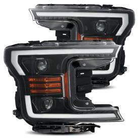 AlphaRex Jet Black Housing, Clear Lens PRO-Series Projector Headlights With Sequential Turn Signal