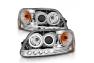 Anzo Driver and Passenger Side 1Pc Projector Headlights With Halo and LED (Chrome Housing, Clear Lens) - Anzo 111032