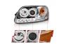 Anzo Driver and Passenger Side 1Pc Projector Headlights With Halo and LED (Chrome Housing, Clear Lens) - Anzo 111032
